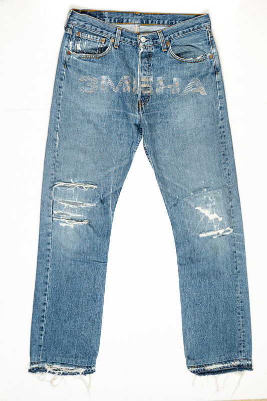 "3MEHA INDUSTRY" LEVI'S STAR CUSTOM W 33 L 36